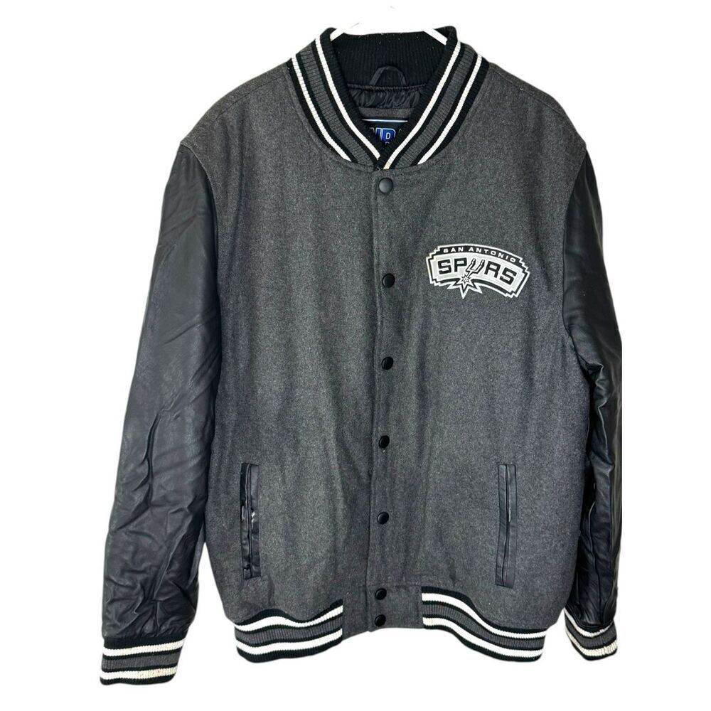 NBA Spurs Gray and Black Bomber Jacket